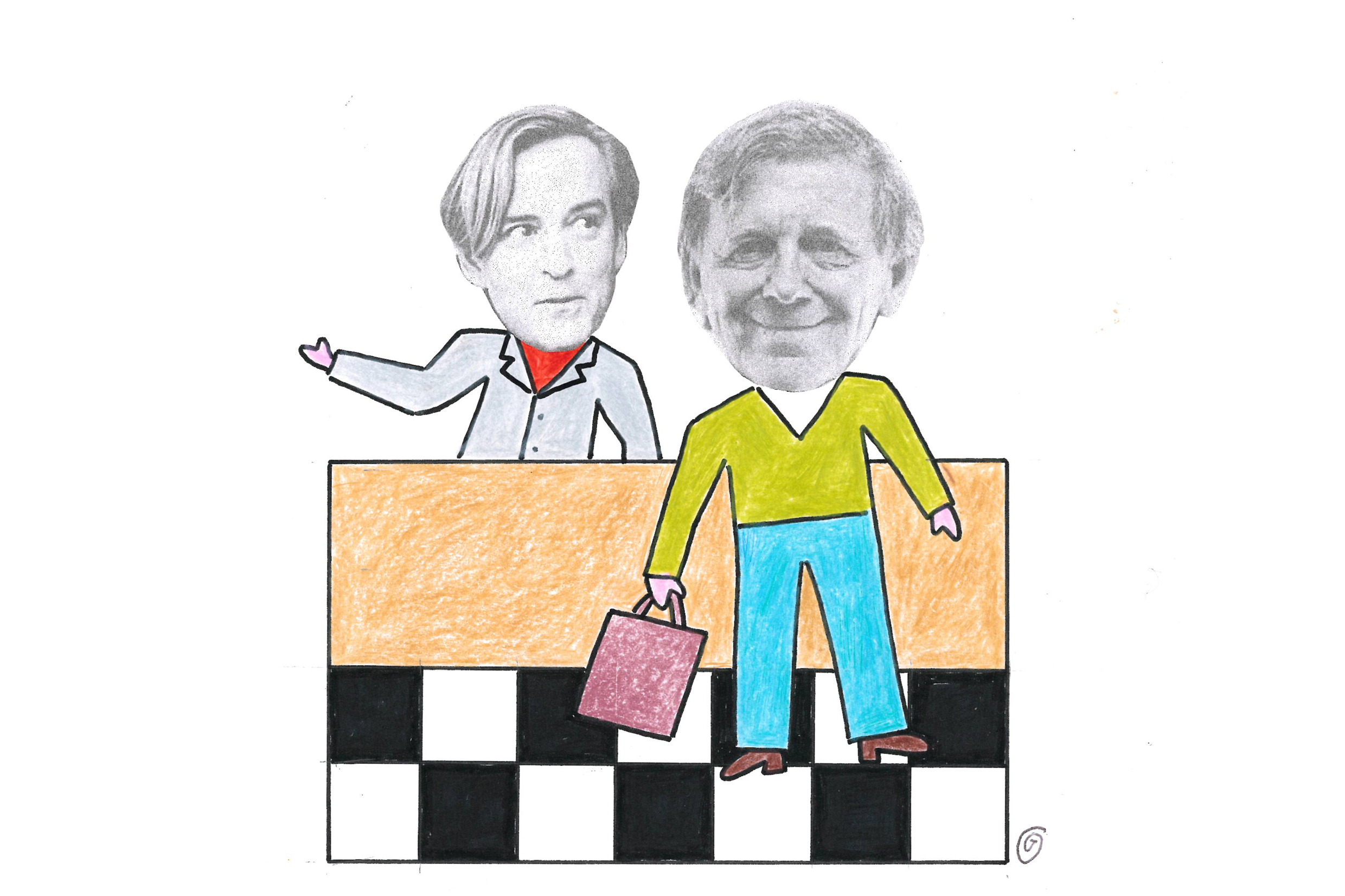 Andreas T Olsson och Claes Eriksson i en affärssituation
