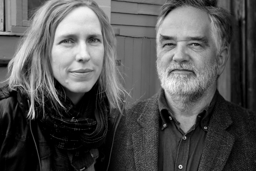 Porträttfoton på författaren Miriam Toews och översättaren Erik Andersson. 