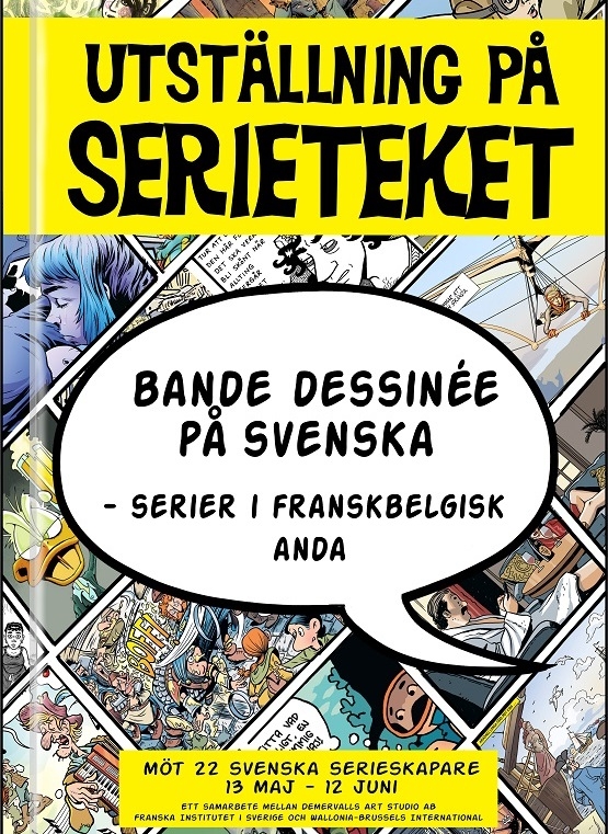 Serierutor och texten Bande dessinée på svenska. 