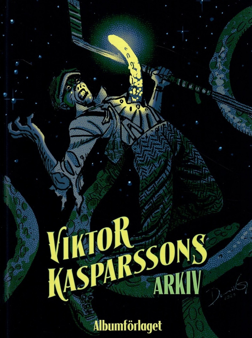 En illustration där en person blir attackerad av en varelse med tentakler. 