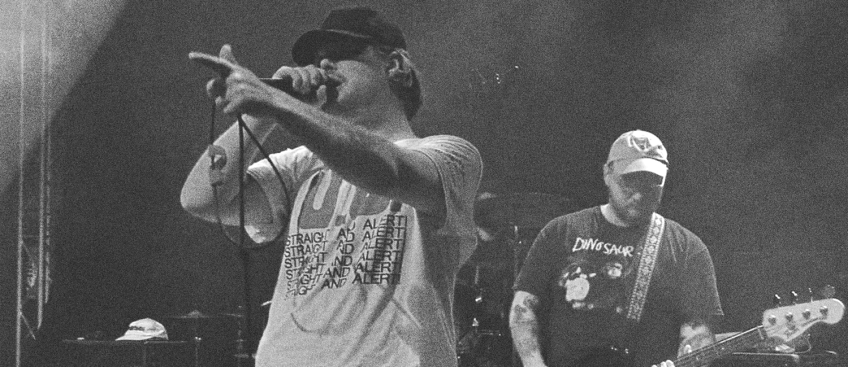 Svartvitt foto på ett liveband