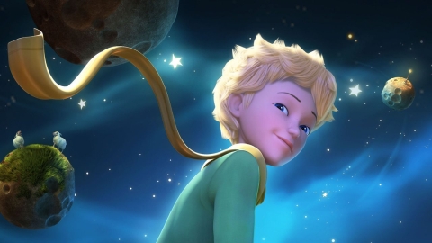 Animation av en blond pojke i rymden