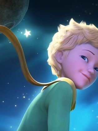 Animation av en blond pojke i rymden