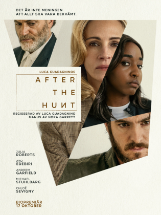 Filmaffisch med fyra personers bistra ansikten.
