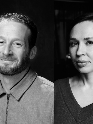 Porträtt av en skäggig man i 40-årsåldern i skjorta och en kvinna i 30–40-årsåldern med kort mörkt hår i topp.