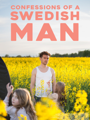 En man står med en liten flicka i ett rapsfält.