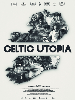 Karta över Irland fylld med porträtt av olika artister.