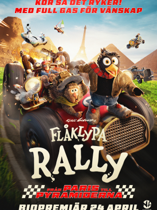 Animation med olika djur som kör rallybilar.