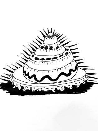 En illustration av en Tårta som Carl Johan De Geer har ritat